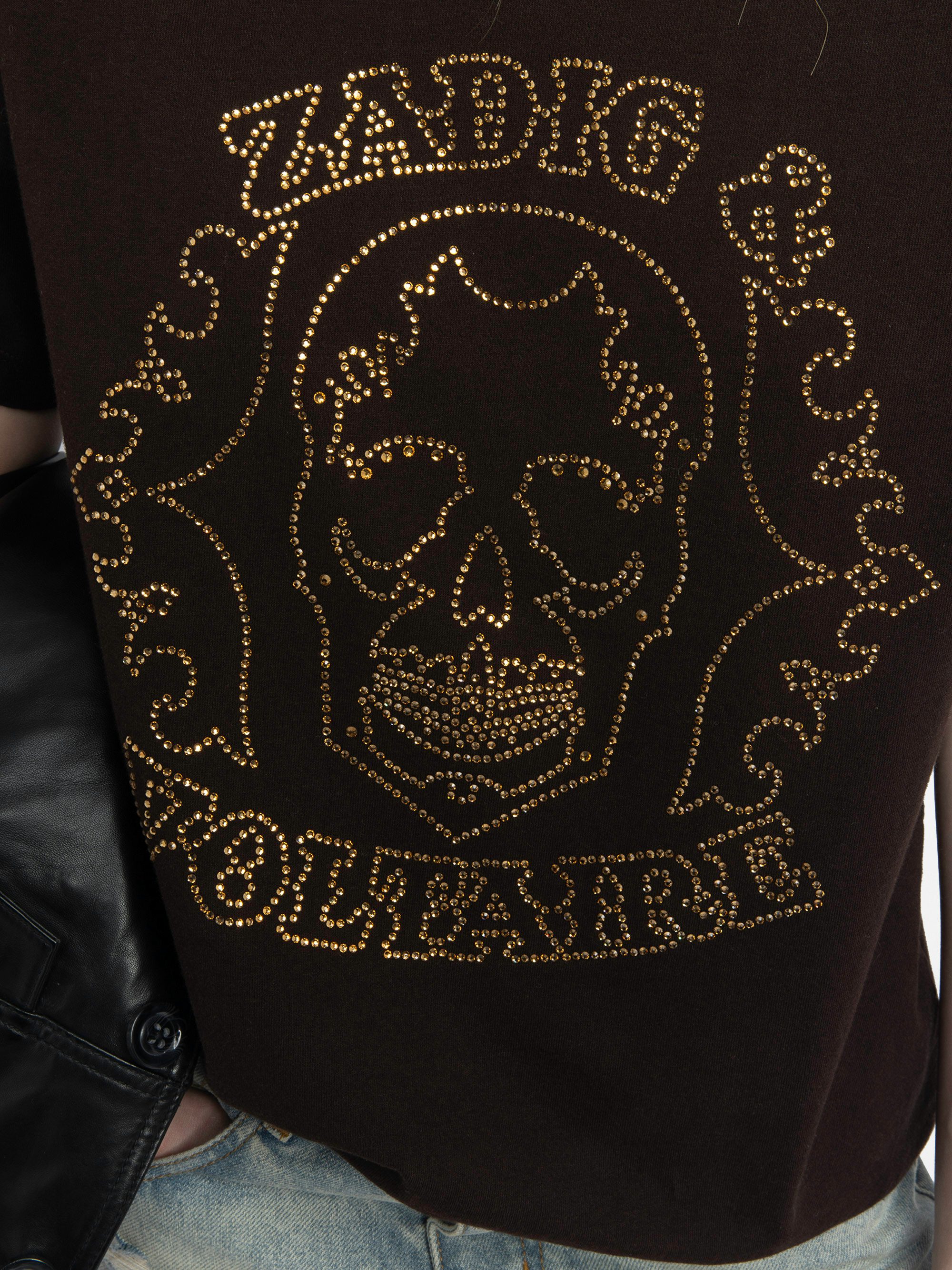 Edwin T-shirt - Oversized long sleeve T-shirt with rhinestone skull on the front.